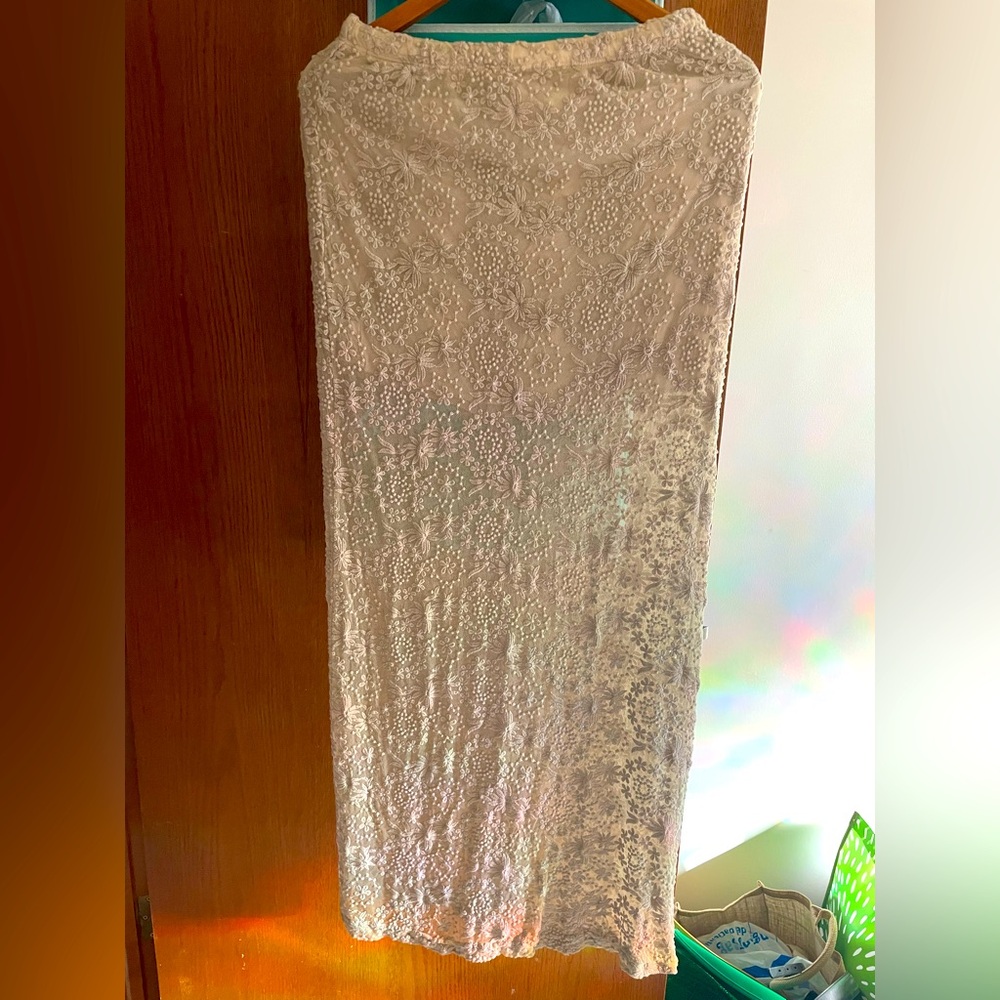 Hard Tail Beautiful Tan Lace Maxi Skirt